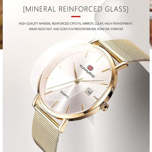 Herrklockor Mode Enkla klockor Ultra Thin Date Display Armbandsur Vattentät Quartz Watch Ch