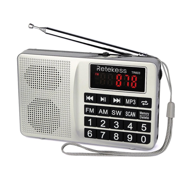 Retecess Digital Display FM AM SW Radio AUX MP3 Audio Player Högtalare för mobiltelefon Present för familj