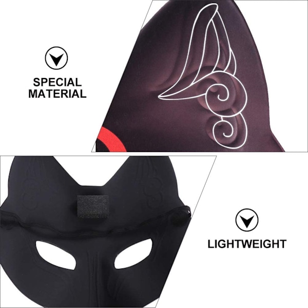 Black Fox Mask Maskeraddräktmask för temafest Cosplay