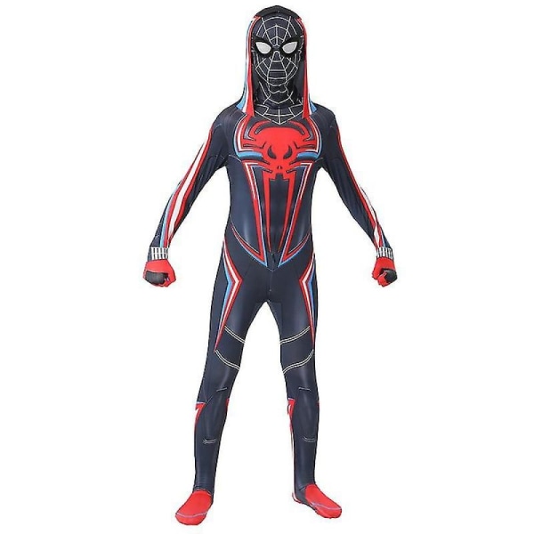 Svart Spiderman Onesie Vuxen Cosplay kostym för barn 130cm 120cm