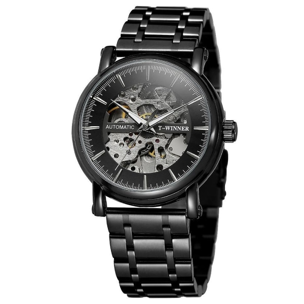 Alloy Automatic Mechanical Watch Full Steel Fashion Hollow Business Men Watch