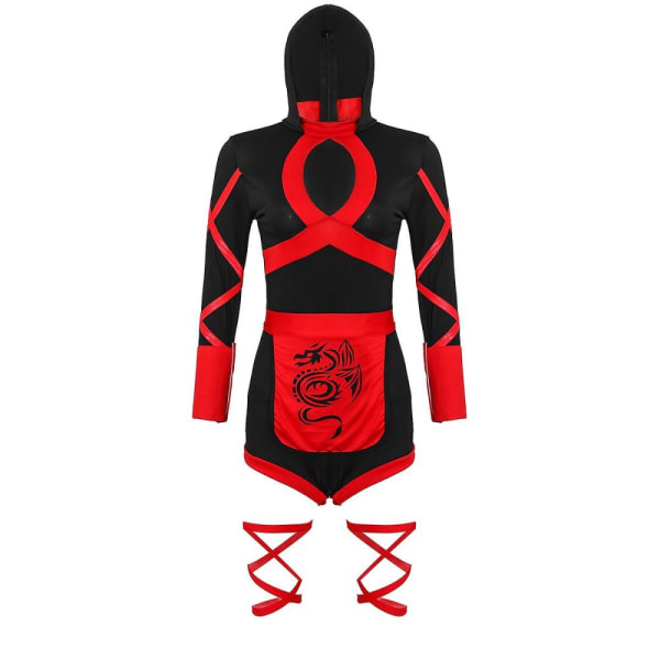 Kvinnors Dragon Ninja Cosplay Jumpsuit Kvinnlig Samurai kostym Blue XXL Red M