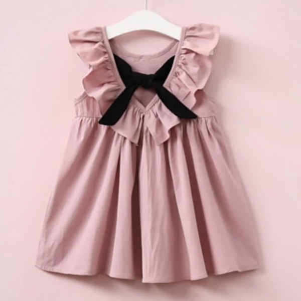 18 månader-6 år flickor ärmlös volanger rosett Princess Dress Pink