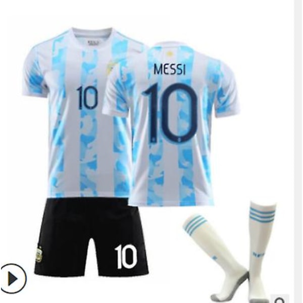 New21/22 Kids Fotbollssatser Blå Strips Skjorta Fotbollströja kostym No sign 20 21Argentina Home Messi 10 16 2-3years