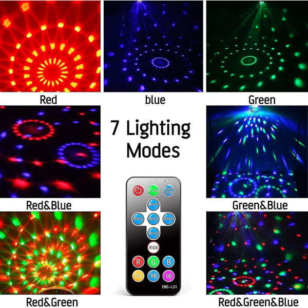 Scenljus, 3 färger Festlampa 5w Led 7 Rgb Röststyrning Mini Crystal Ball projektor