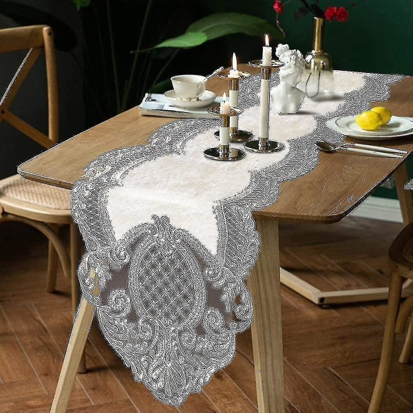 Blommig sammetsduk Elegant Chic Tvättbar Bordsmatta Cover Dekor för matsalsbröllop P