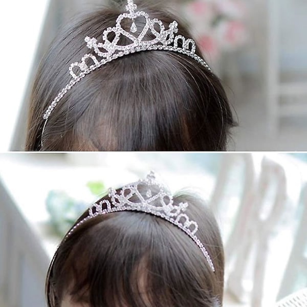 Girls Princess Crystal Tiara Crown för födelsedagsfest (2pack)