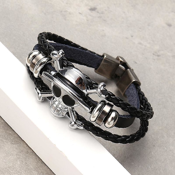 Punk Rock Skull Läderarmband Multilayer Armband Armband Halloween