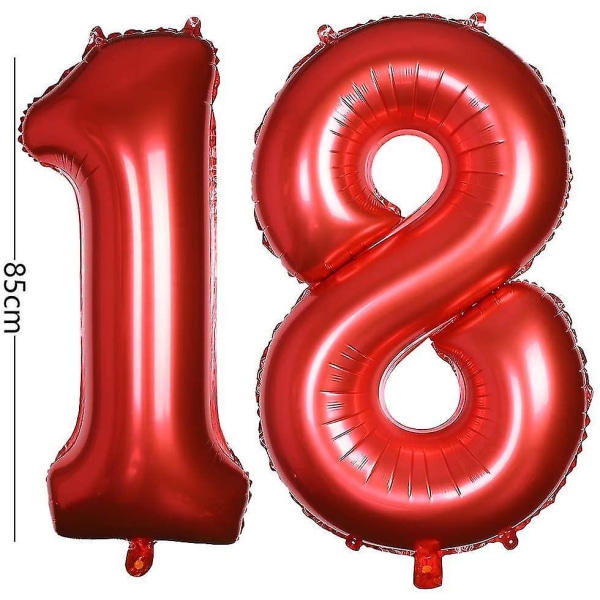 40 tums jumbo nummer 18 ballong Födelsedagsfest Firande Dekoration Folie Heliumballonger, röd