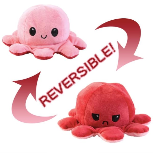 Dubbelsidig vändbar bläckfisk plyschleksaker, Reversible Octopus MultiColor Rosa/Röd Gul/orange