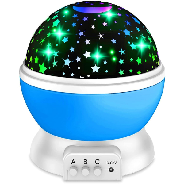 Nattlampor för barn Stjärnprojektor 360 graders rotation, 4 LED-lampor 8 ljusfärg som ändras med USB Ca