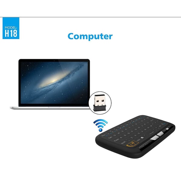H18 Trådlös 2.4GHz Pekplatta Minitangentbord Air Mouse För TV Box MINI PC