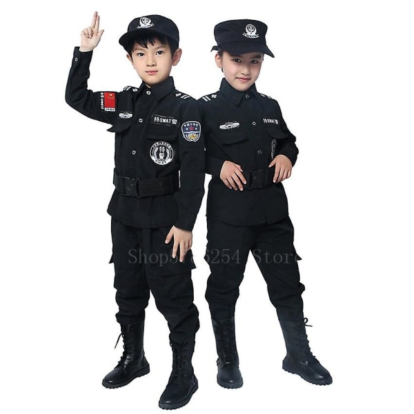Barn Polis Uniform Poliser Cosplay kostym zy Height 120CM Height 130CM