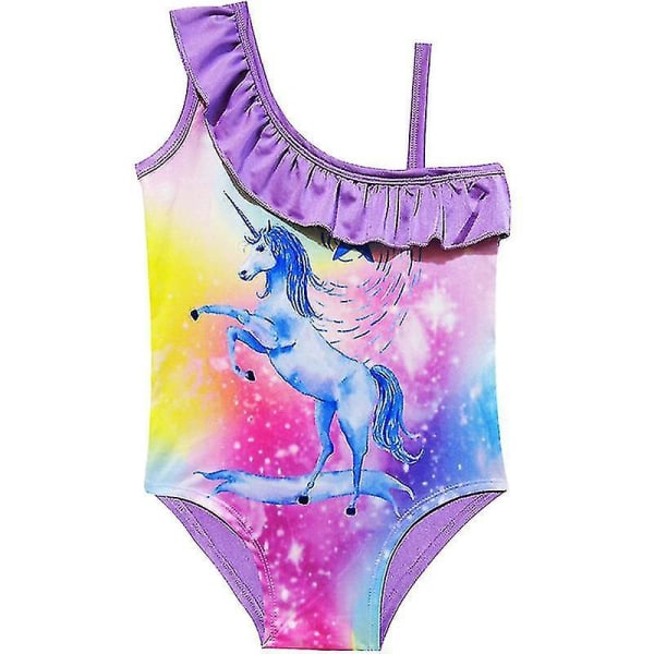 Barn Flickor Unicorn Baddräkt Volanger Simbodysuit Badkläder i ett stycke Purple