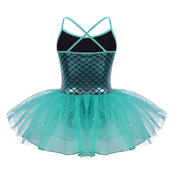 Flickor Princess Tutu Shiny Mermaid Balett Dans Jumpsuit med små