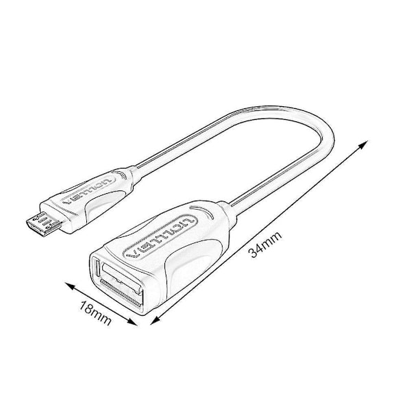 Vention A07 Micro Hane USB 2.0 Till USB Hona Otg Kabeladapter för Tablet PC