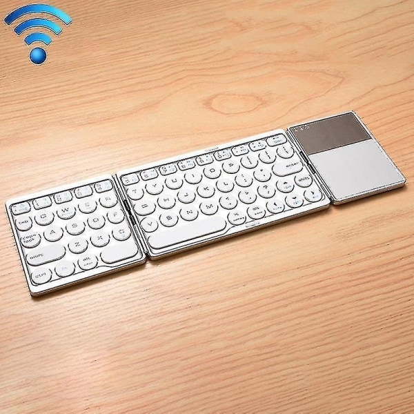 GK408 Uppladdningsbart 3-vikbara 67 tangenter Bluetooth trådlöst tangentbord med pekplatta (silver)