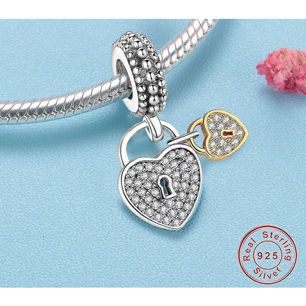 Armbandshänge 925 Sterling Silver Charms Love Lock Dingla pärlor för att göra DIY kvinnor |Charms