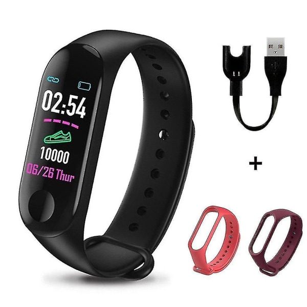 Smart Armband Smart Armband Med Fitness Tracker Smart Watch(svart rött vin)