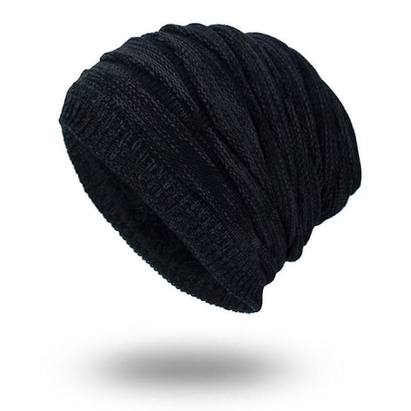 Stickad Baggy Beanie- Oversize Winter Warm Hat（Marinblå）