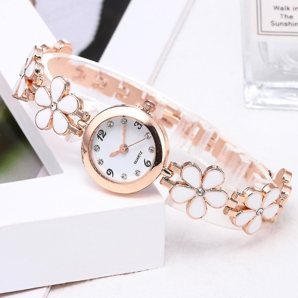Girl's Watch Flower Rhinestone Chain Small Pointer Dial Watch Alloy Rem