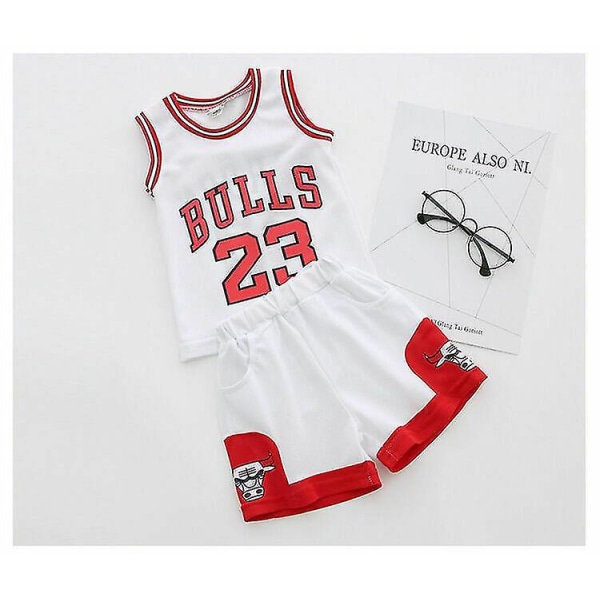 23 Michael Jordan Bulls Baskettröjor Korta kostymer white 130cm