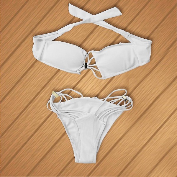 Sexig kvinnor Bikini Set Kvinnlig Dam Enfärgad Bandage Grimma Baddräkt Badkläder