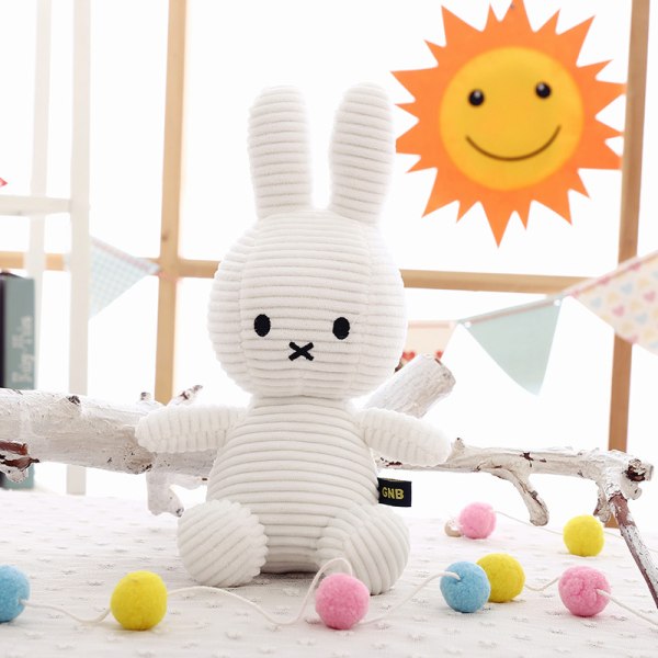 Söt Miffy Rabbit randig kanin plyschleksak Doll, barnpresent Pink White