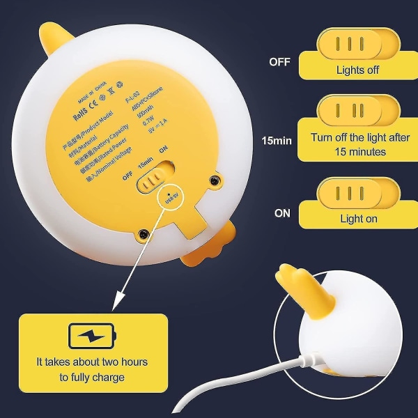 Baby Nattlampa, USB Uppladdningsbar Fågel Silikon Mjuk LED-lampor Sovrum Säng sovande dekoration