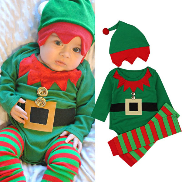 Baby Christmas Cosplay Santa Little Elf Costume X-Mas Costume 70 100