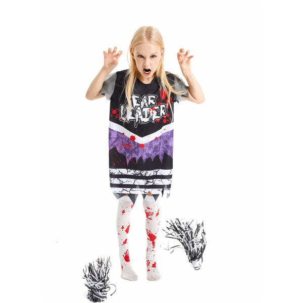 3-10 år Barn Flickor Zombie Fearleader Cosplay Cheerleading S S