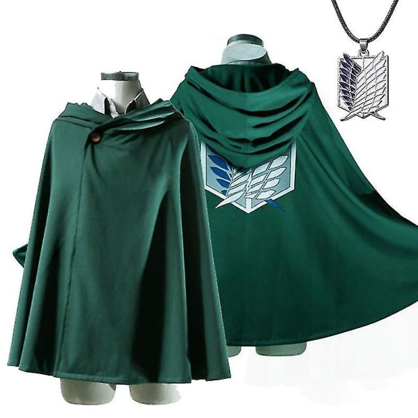 Anime Attack On Titan Levi Ackerman The Scouting Legion Wings Of Liberty Cosplay Green Black Cloak N 2pcs