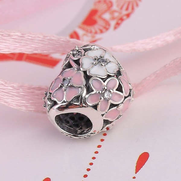 Silver Poetic Blooms With Zircon Flower Bead Armband Lyx Diy Smycken Present