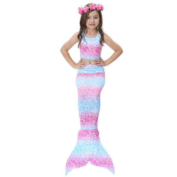 3 ST Kids Girls Mermaid Cosplay Kostym Halloween Party Multicolor 120cm Blue Pink 120cm