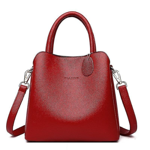 Röd lyxhandväska damväska läderhandväska casual handväska axelväska (25cm*12cm*23cm)
