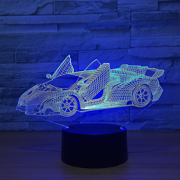 Den coola sport-/löparbilen 3d nattlampa, 7 färger som ändrar optisk illusion Smart Touch-bord