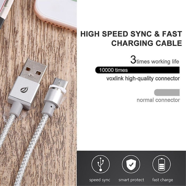 Wsken Type-c Magnetisk Kabel Anti Winding Laddningskabel För Android Silver
