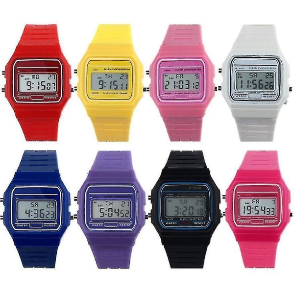 Nytt silikongummiband retro vintage digital watch（Gul）