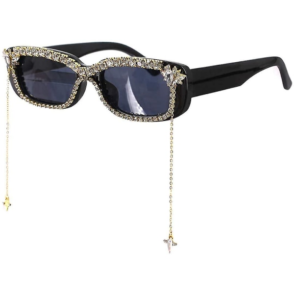 Glittrande Crystal Cat Eye-solglasögon Uv-skydd Rhinestone-solglasögon