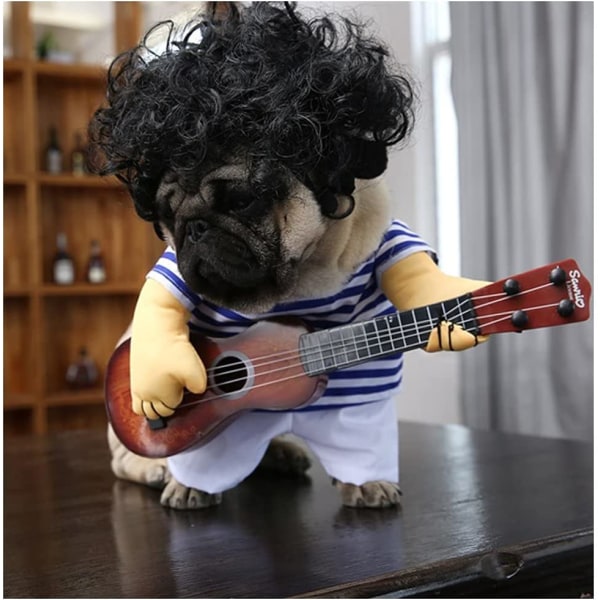 Pet Gitarr Kostym Hund Kostymer Katt Halloween Jul Cosplay M M