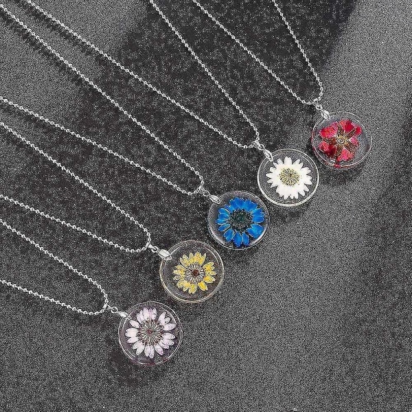 Blomsterhängen Long Chian Charms Halsband Smycken (blå)
