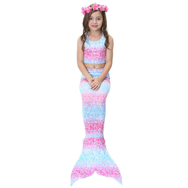 3 ST Kids Girls Mermaid Cosplay Kostym Halloween Party Multicolor 140cm Blue Pink 110cm