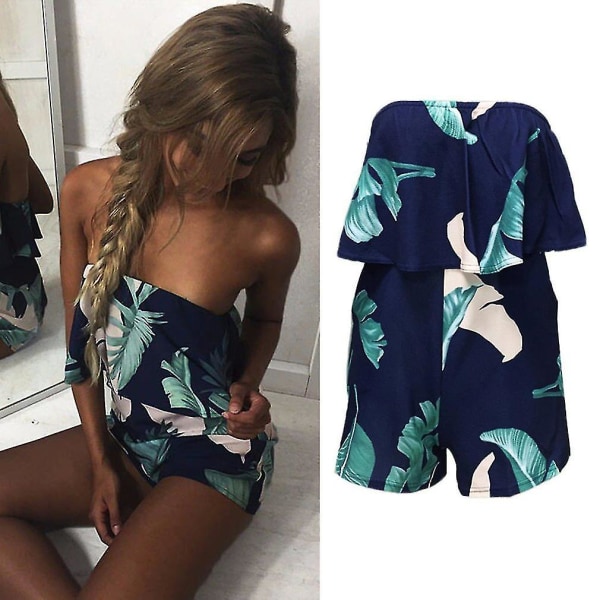 Sexiga Off Shoulder Rompers Shorts Falbala Chest Wrapped Strapless Jumpsuit