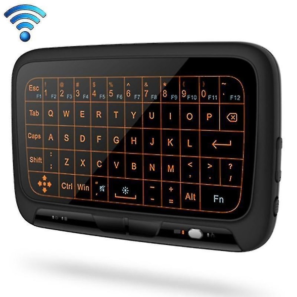 H18+ 2,4 GHz Mini trådlöst tangentbord Full Touchpad med 3-nivåer justerbar bakgrundsbelysning (svart)