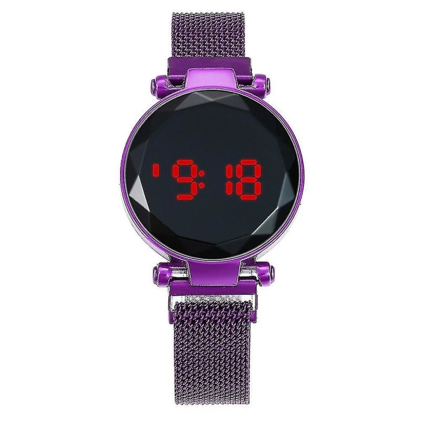 Business Rund Led Armbandsur för Kvinnor Touch Screen Legering elektronisk watch Purple