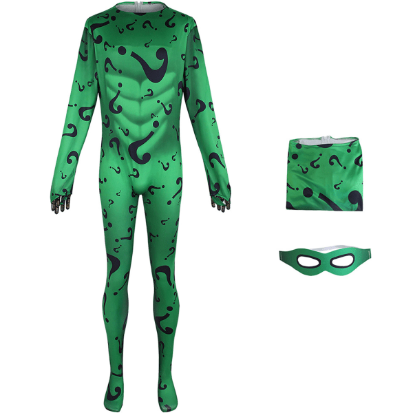 Riddler Edward Nygma cosplay kostymer Anime one-piece tights bl Green XS S