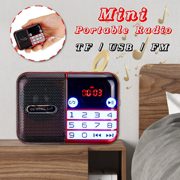 Bärbar FM-radio 70-108MHZ Digital skärm Power av Minne USB TF-korthögtalare MP3 Musikpalyer