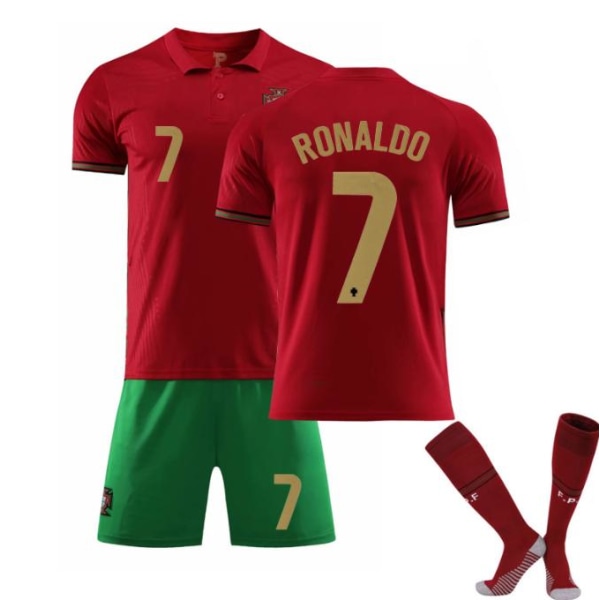 Portugal hemma och borta nr 7 Cristiano Ronaldo tröja med strumpor green 20  110-120cm