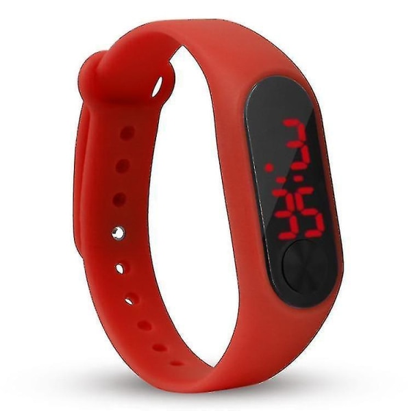 Klockor med handring för kvinnor, LED-sportmode elektronisk watch（röd）