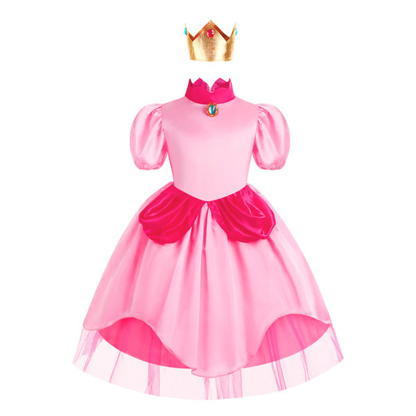 Barn Peach Princess Dress Mario Luigi Rosa Klänning Cosplay Girls Halloween Kostymer Biki2 140cm Biki1 110cm